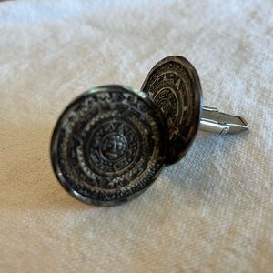 Vintage Silver Aztec Calendar Cufflinks